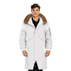 abbee White XL Winter Fur Hooded Thick Overcoat Jacket Stylish Lightweight Quilted Warm Puffer Coat