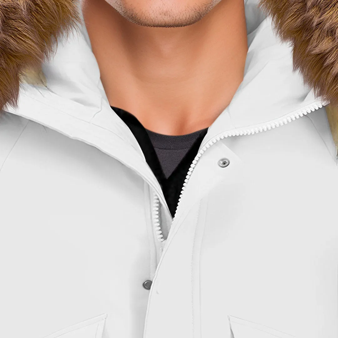 abbee White XL Winter Fur Hooded Thick Overcoat Jacket Stylish Lightweight Quilted Warm Puffer Coat