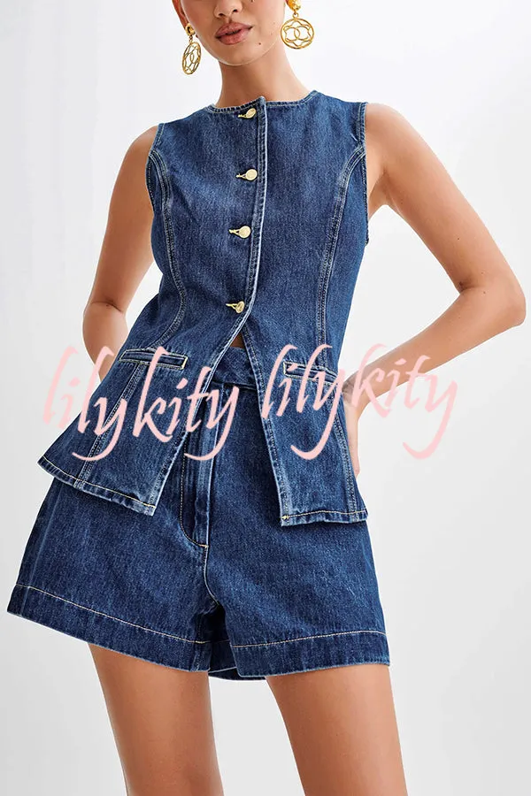 Abel Denim High Waist Relaxed Fit Shorts