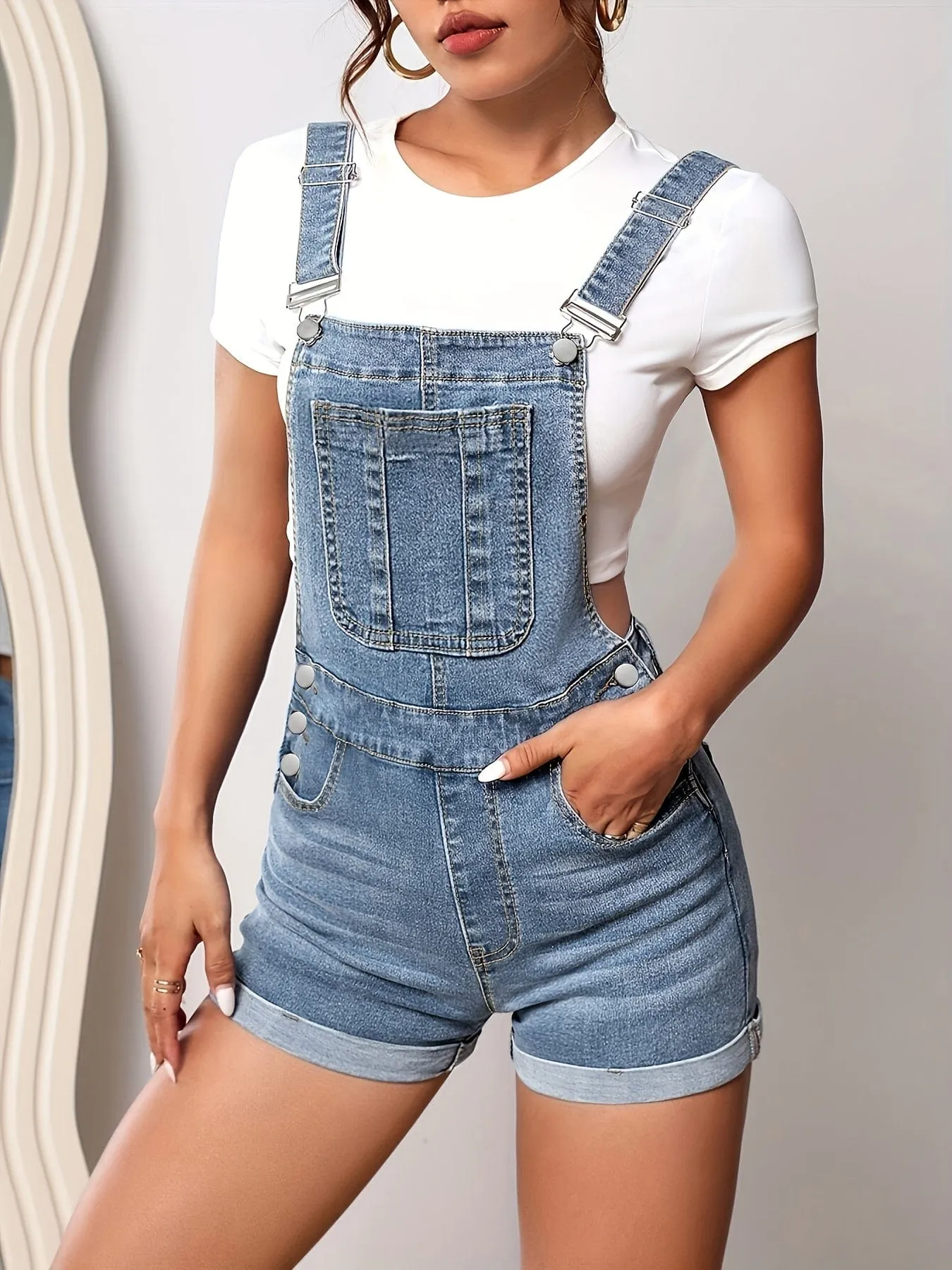 Adjustable Strap Denim Overall