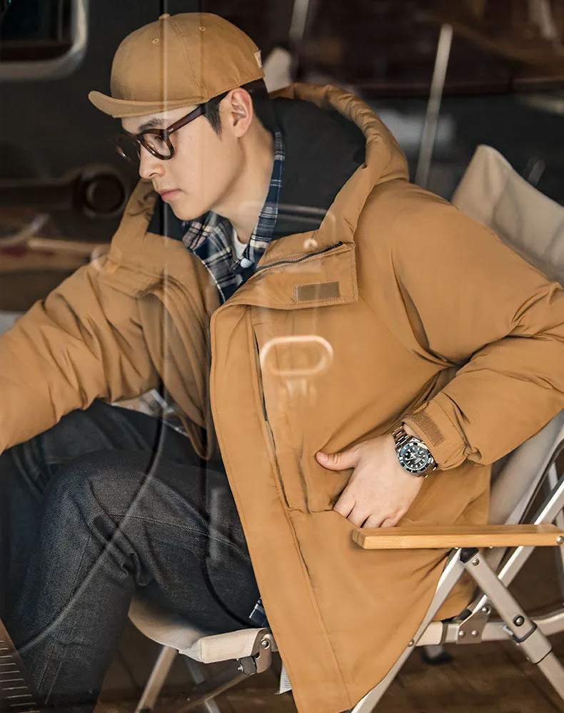 American Casual Duck Down Hooded Windproof Warm Men's Coat