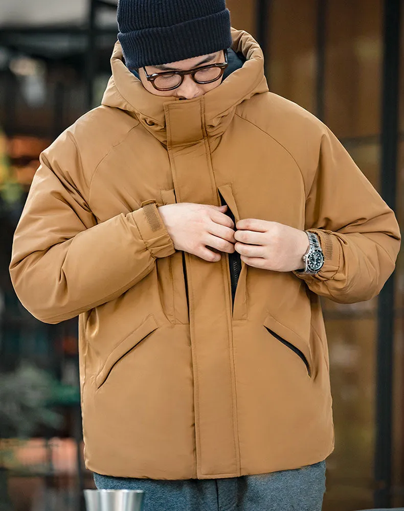American Casual Duck Down Hooded Windproof Warm Men's Coat