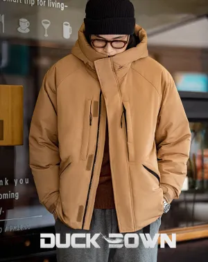 American Casual Duck Down Hooded Windproof Warm Men's Coat