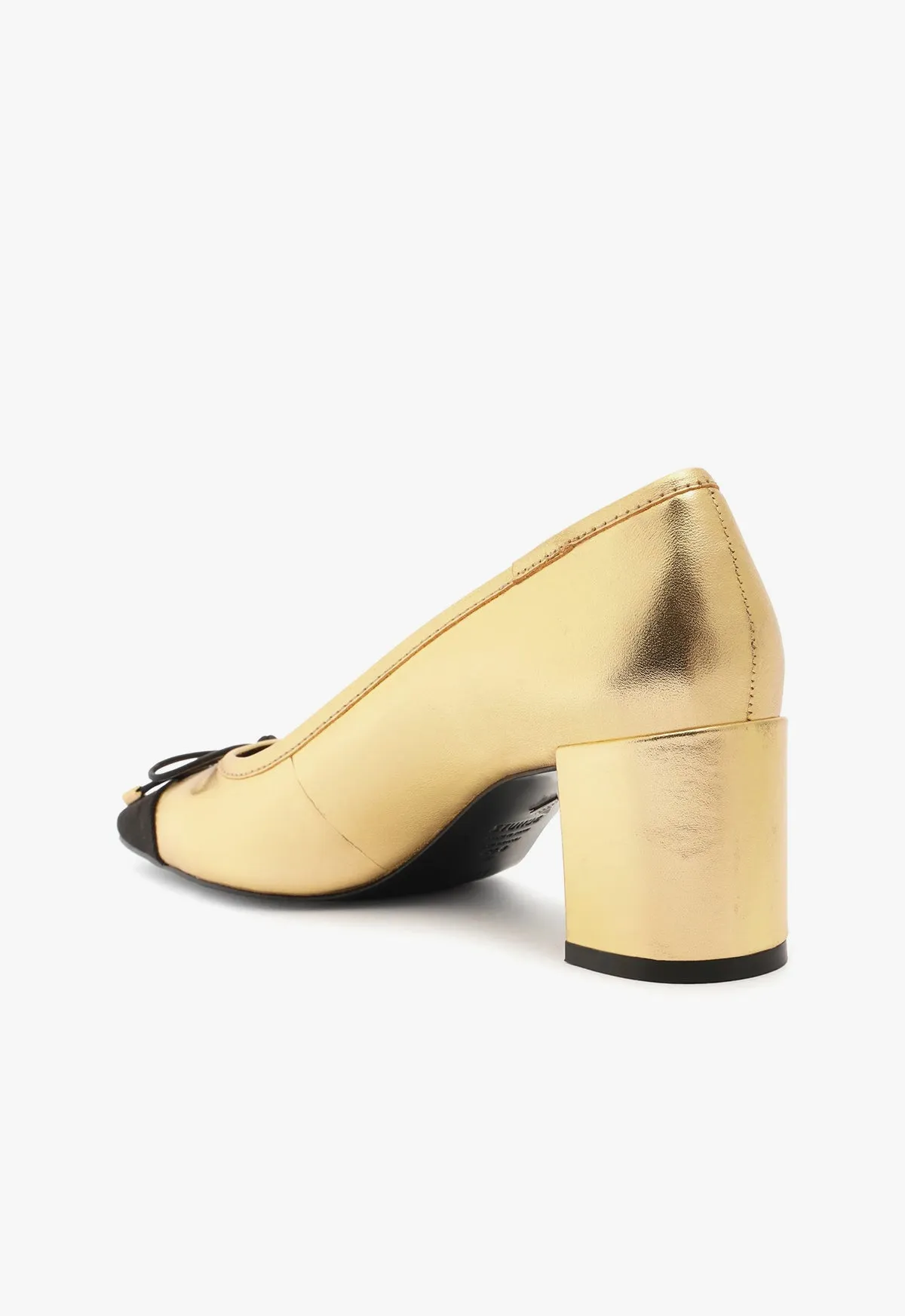 Arissa Block Metallic Leather Pump