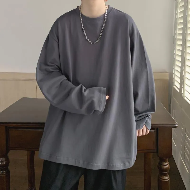 Autumn Winter Fashion Man Cool Boy Casual Men's Loose Tess Cool Boys Cotton Pullover Top Soft All Match