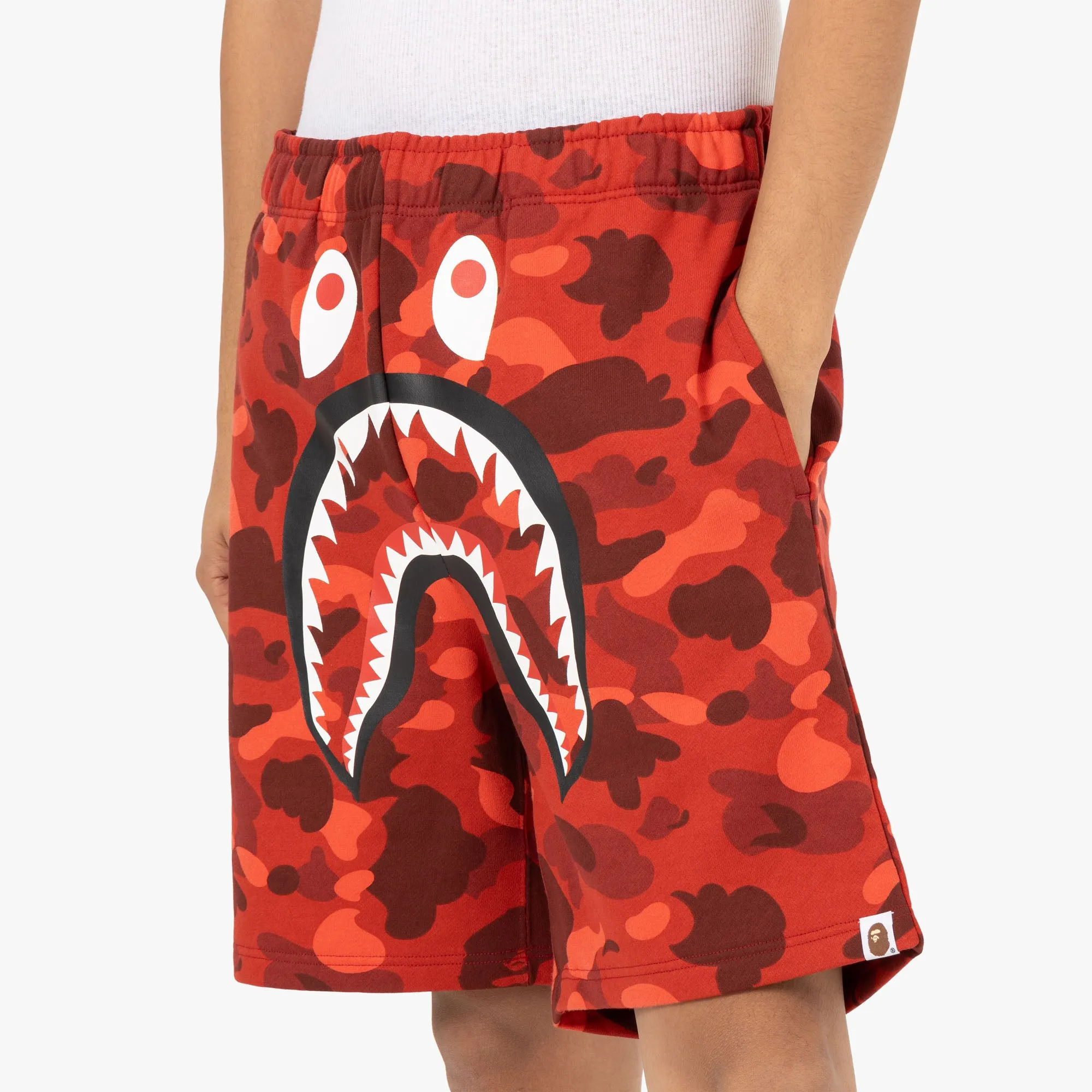 BAPE Color Camo Shark Sweat Shorts / Red