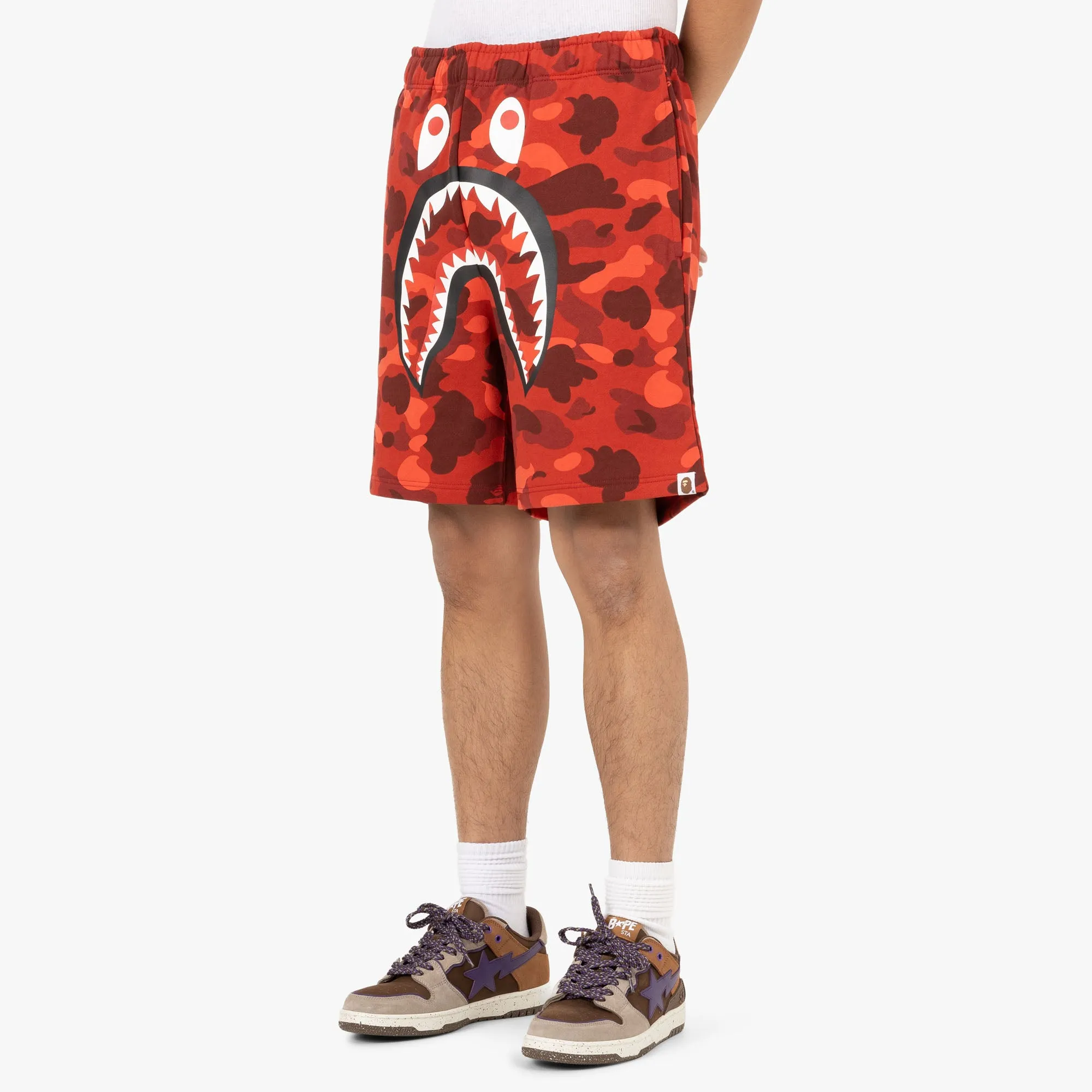 BAPE Color Camo Shark Sweat Shorts / Red