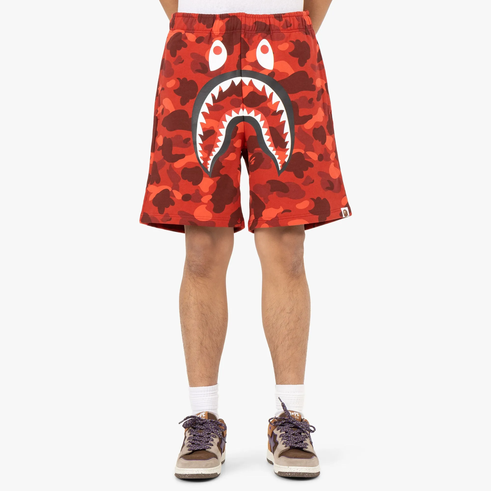 BAPE Color Camo Shark Sweat Shorts / Red
