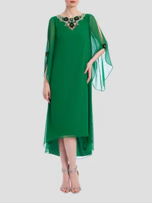 Beaded Neck Caftan in Emerald