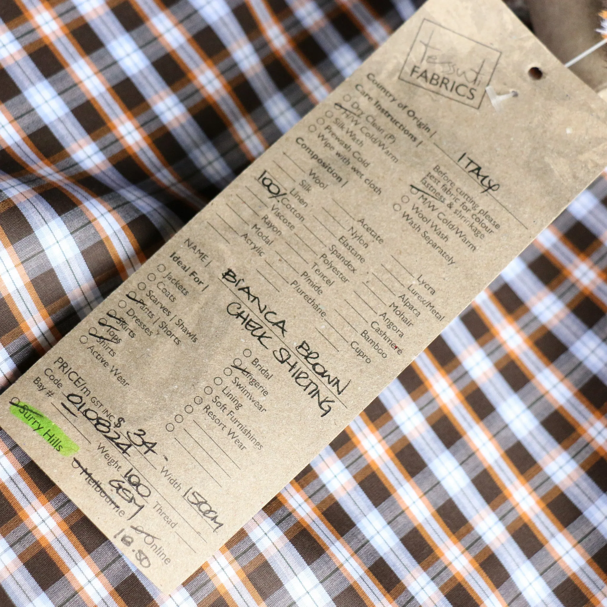 Bianca Brown Check Shirting