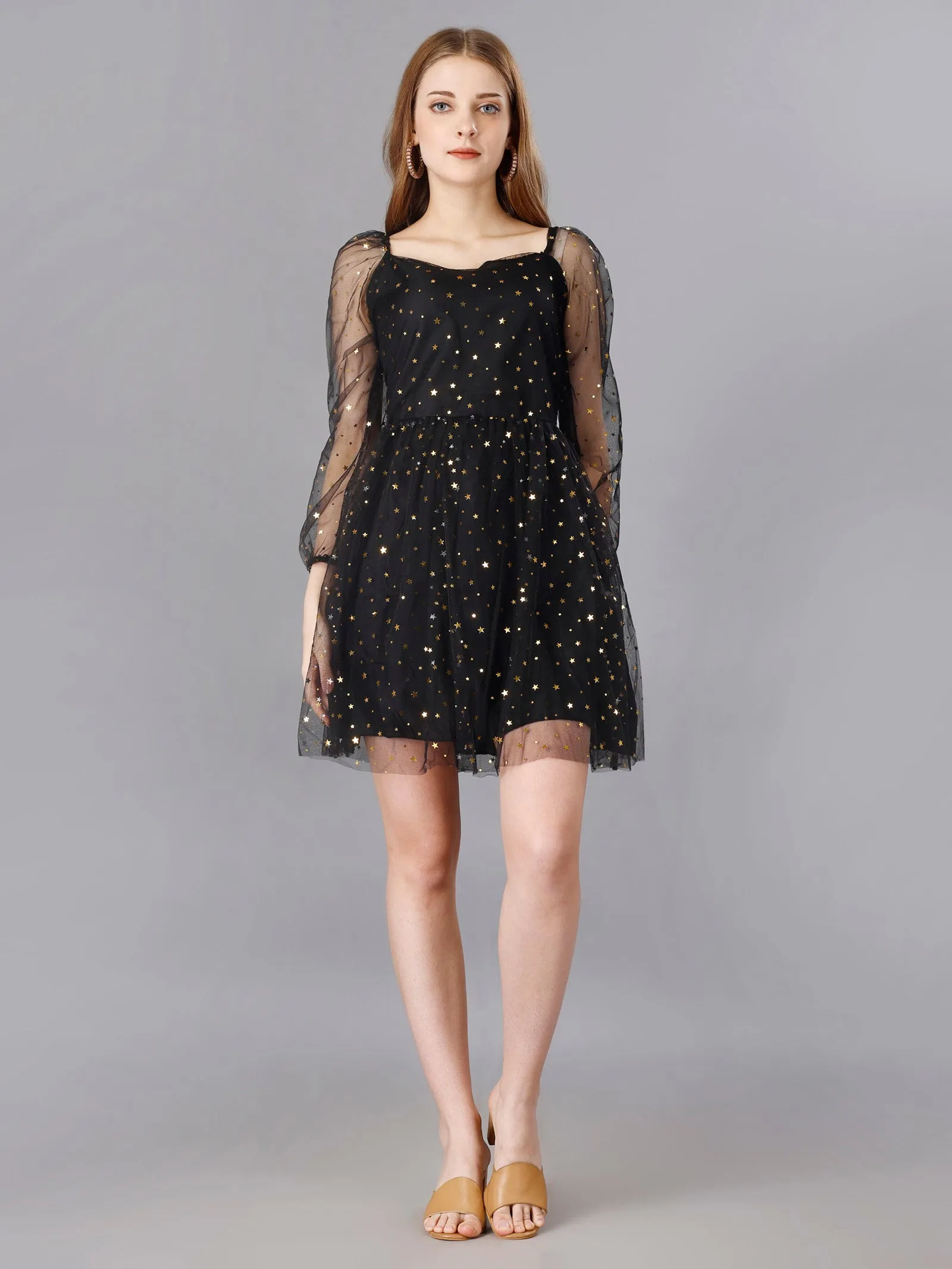 Black Color Western Tops Net Fabrics With Inner