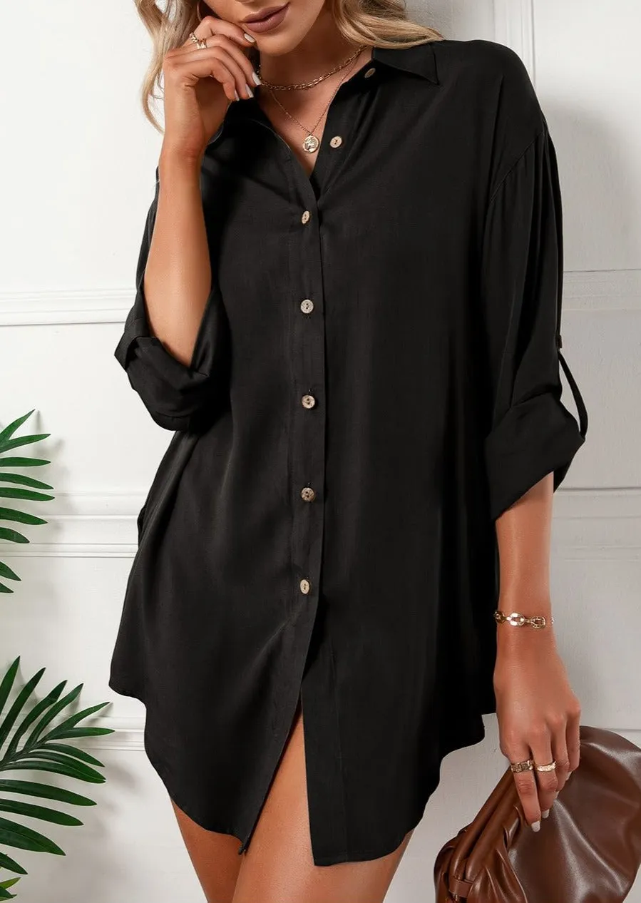 Button Front Relaxed Fit Blouse