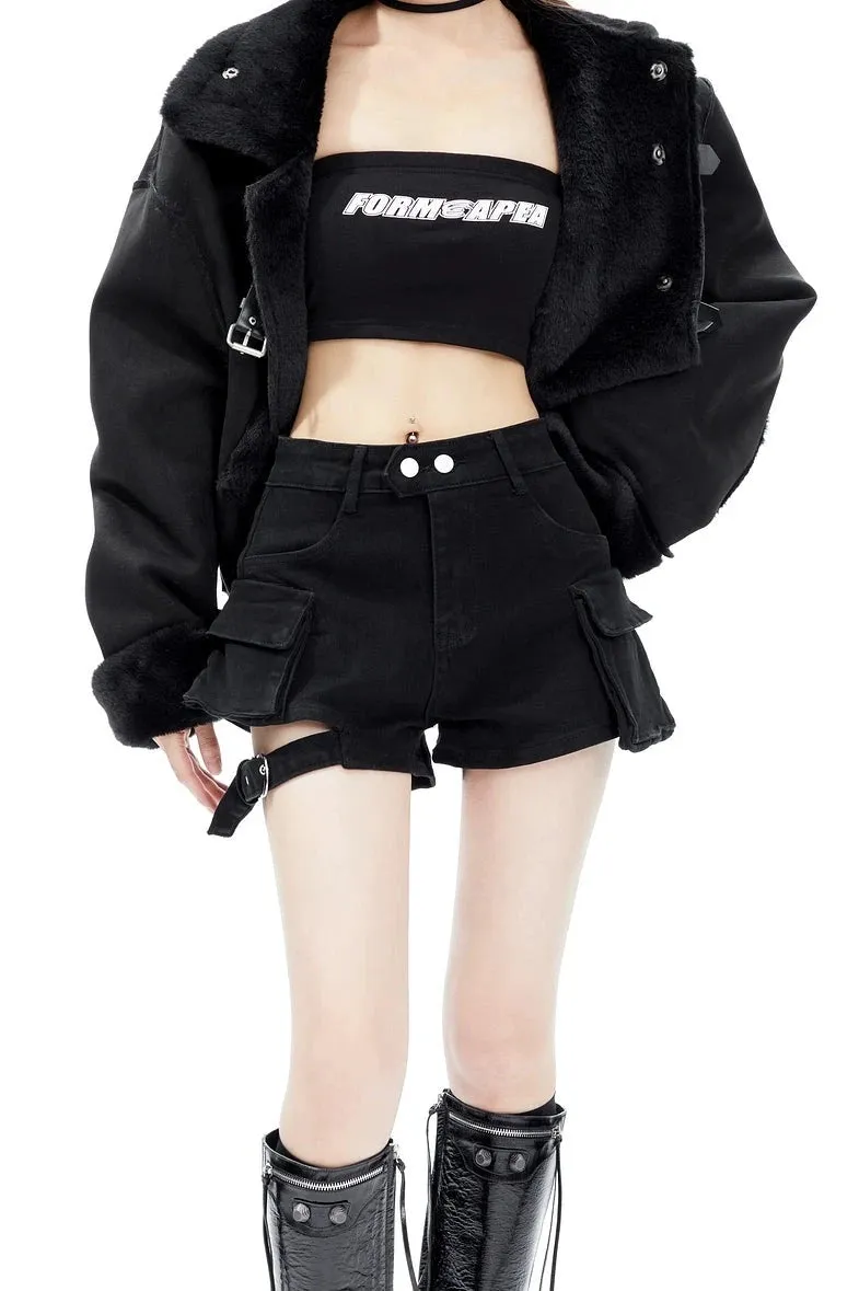 Cargo Pocket Buckle Detail Shorts