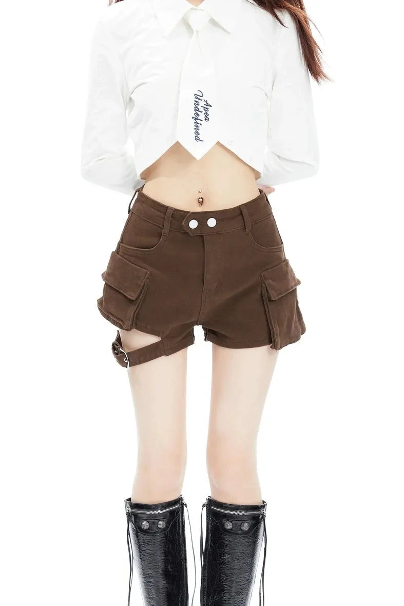 Cargo Pocket Buckle Detail Shorts