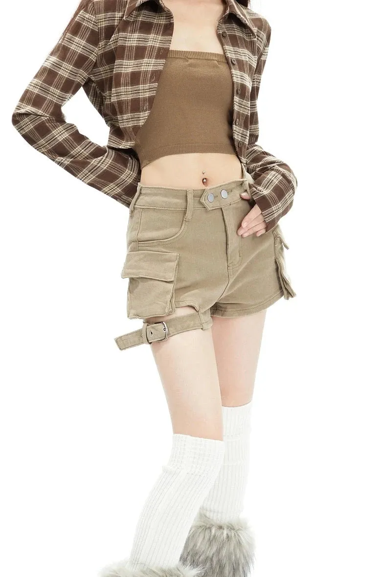 Cargo Pocket Buckle Detail Shorts