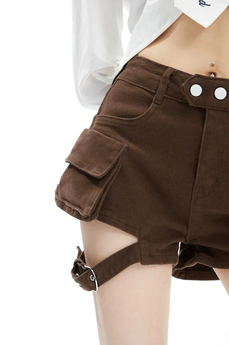 Cargo Pocket Buckle Detail Shorts