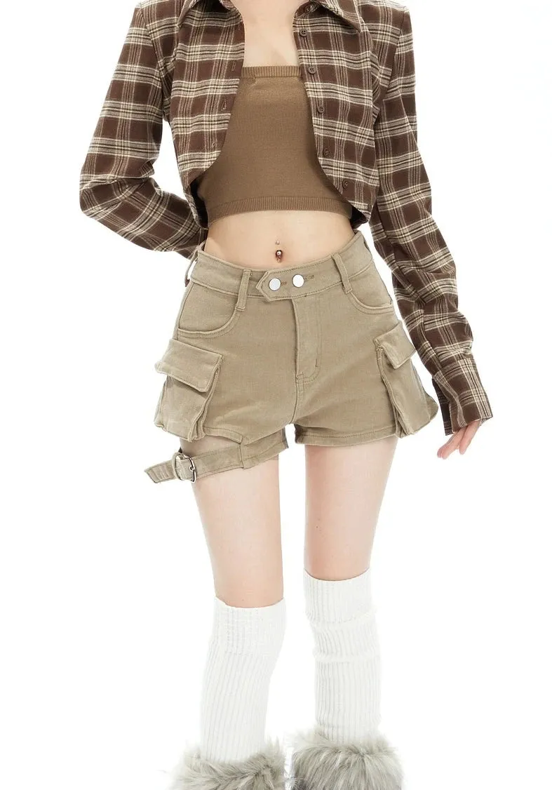 Cargo Pocket Buckle Detail Shorts