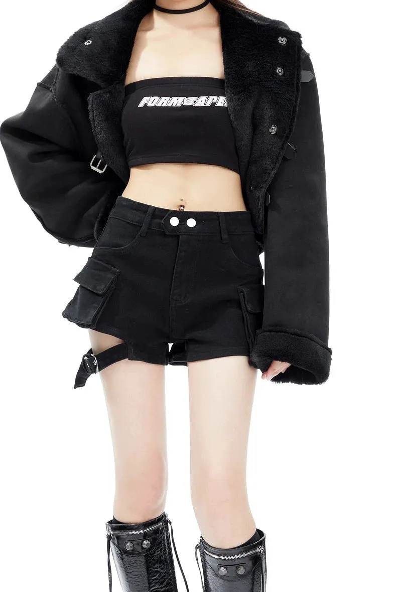 Cargo Pocket Buckle Detail Shorts