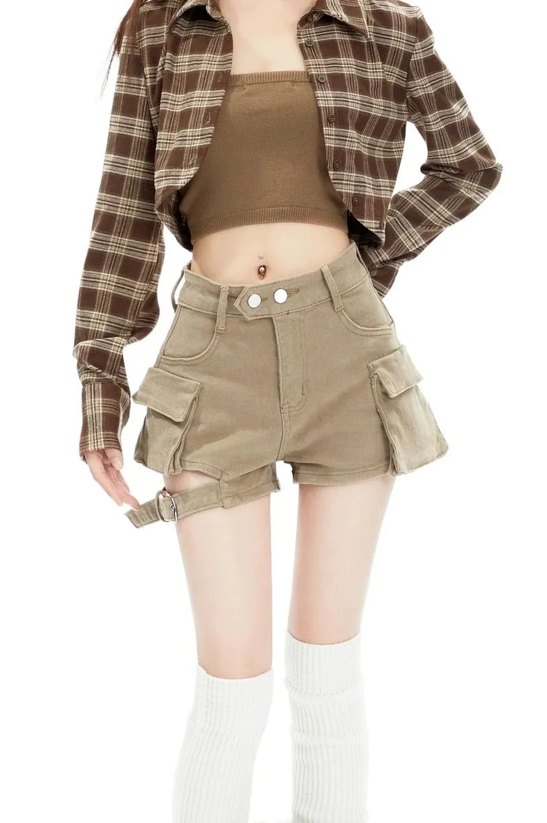 Cargo Pocket Buckle Detail Shorts