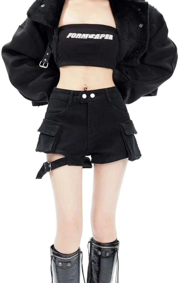 Cargo Pocket Buckle Detail Shorts
