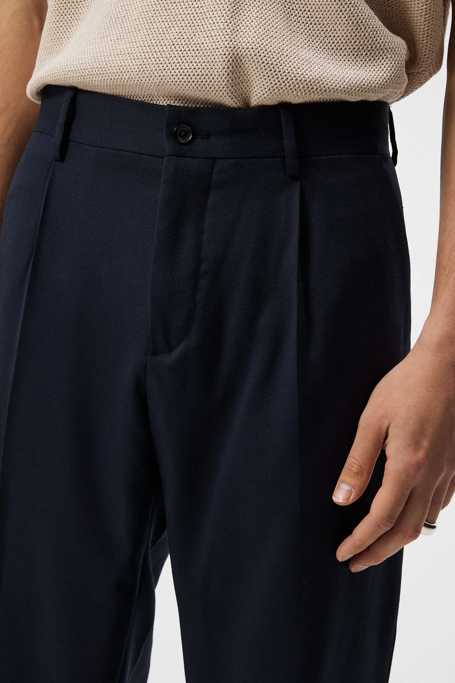 Cato Pleated Twill Pants / JL Navy