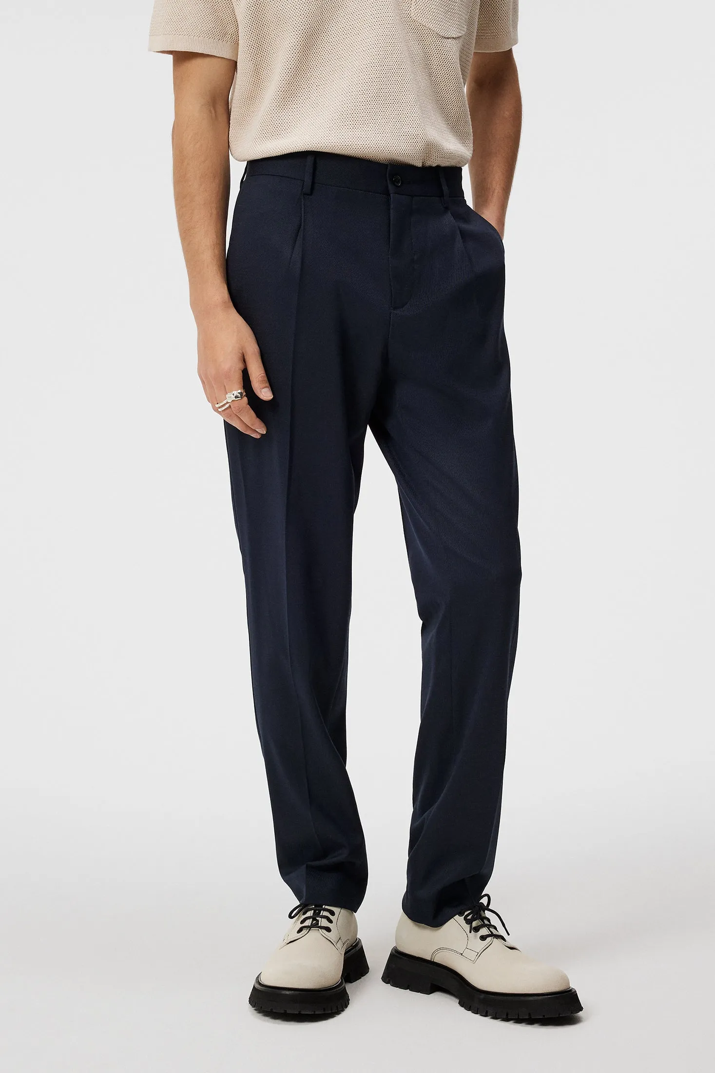 Cato Pleated Twill Pants / JL Navy
