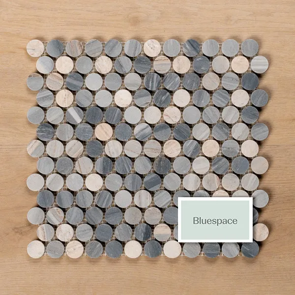Cottesloe Blue Sandstone Penny Round Honed Marble Mosaic Tile 23x23mm