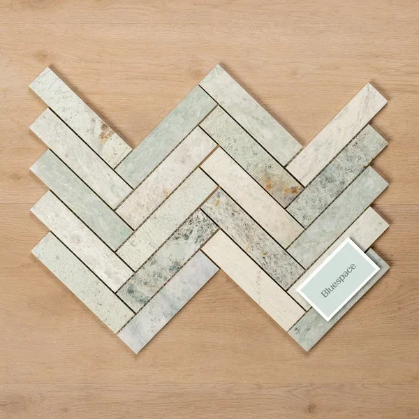 Cottesloe Ming Green Herringbone Honed Marble Mosaic Tile 35x150mm