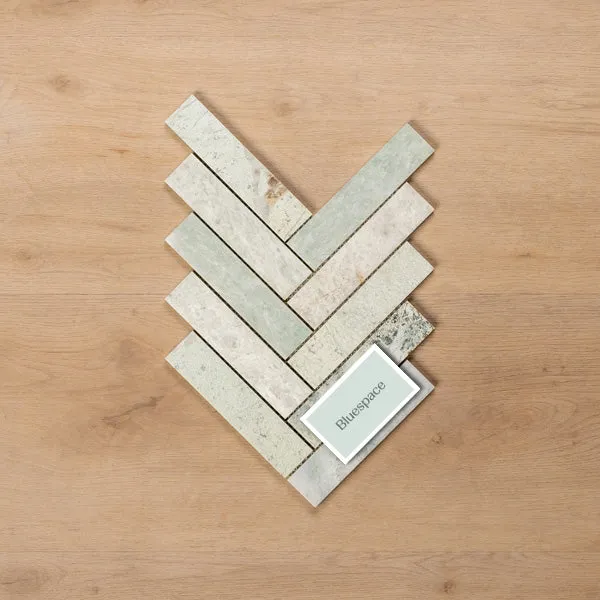 Cottesloe Ming Green Herringbone Honed Marble Mosaic Tile 35x150mm