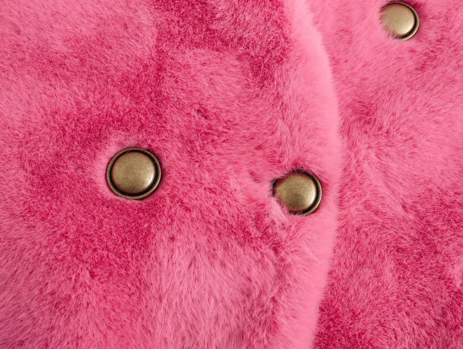 Double Breasted V-Neck Faux Fur Jacket