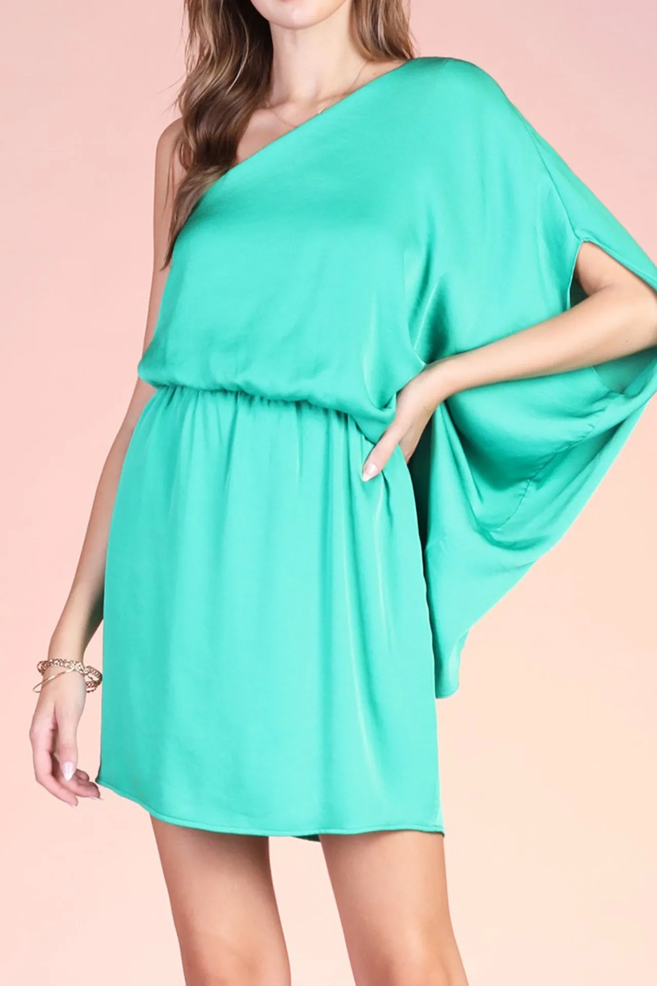 Dramatic Draped Mint Green Dress