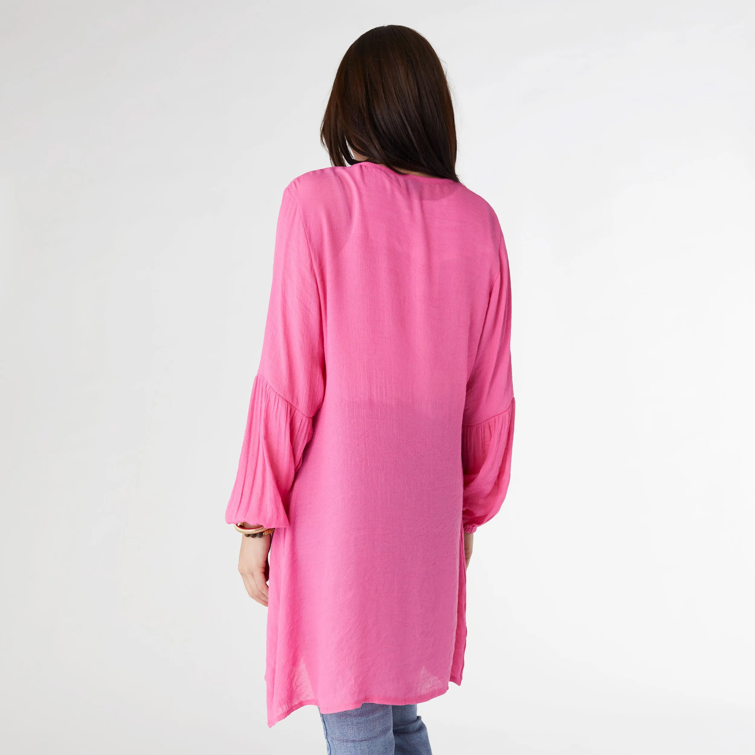 Edwina Long Sleeve Button Down Cardigan - Bright Rose