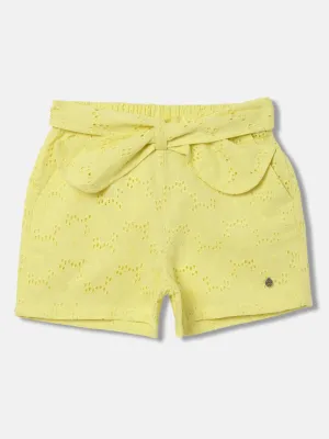 Elle Girls Yellow Self-Design Relaxed Fit Shorts