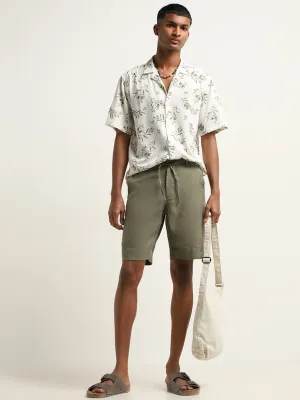 ETA Olive Cotton Blend Relaxed Fit Shorts