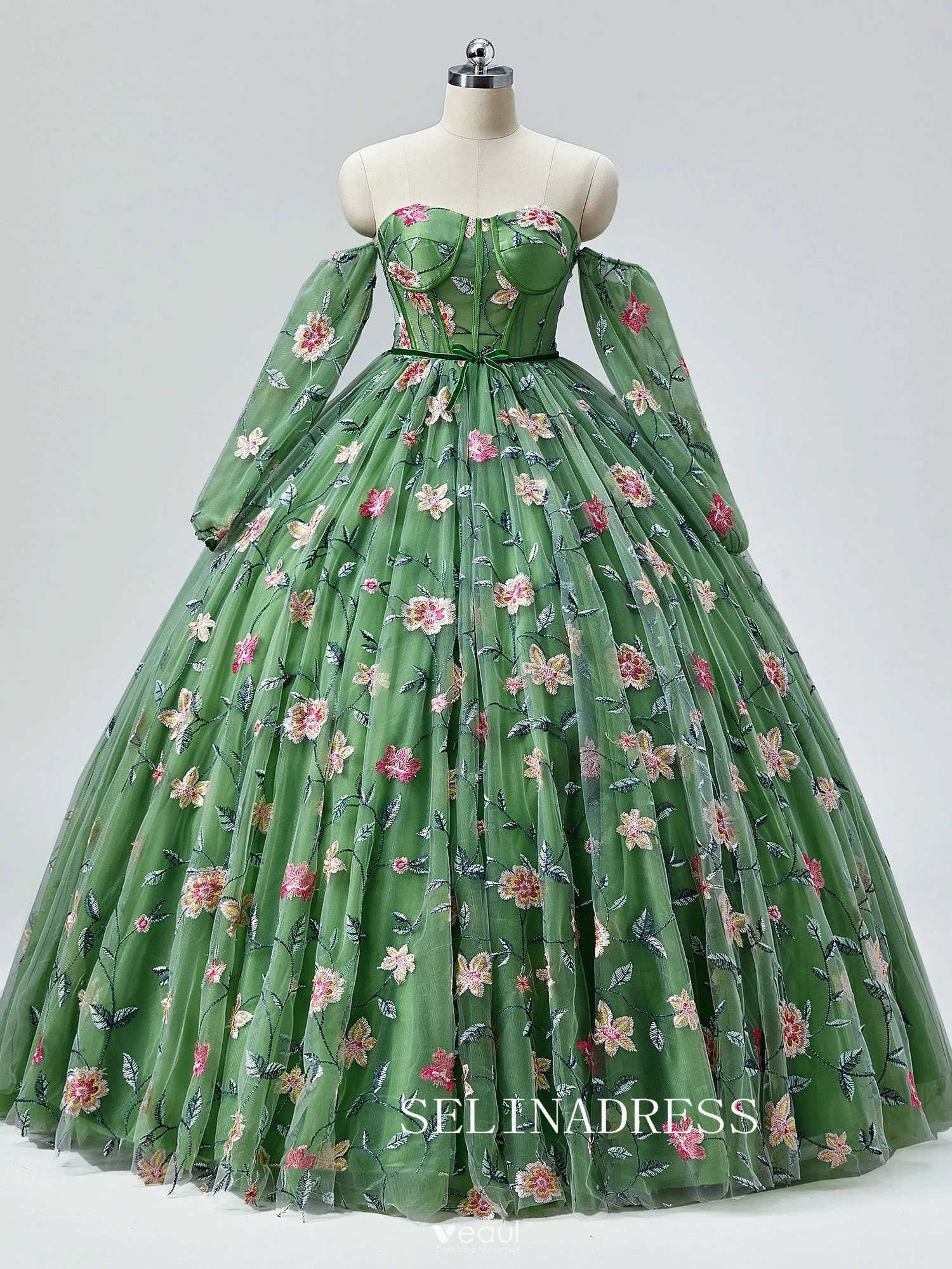Green Sweetheart  Floral Prom Dresses Princess Ball Gown Formal Dresses TKL2101