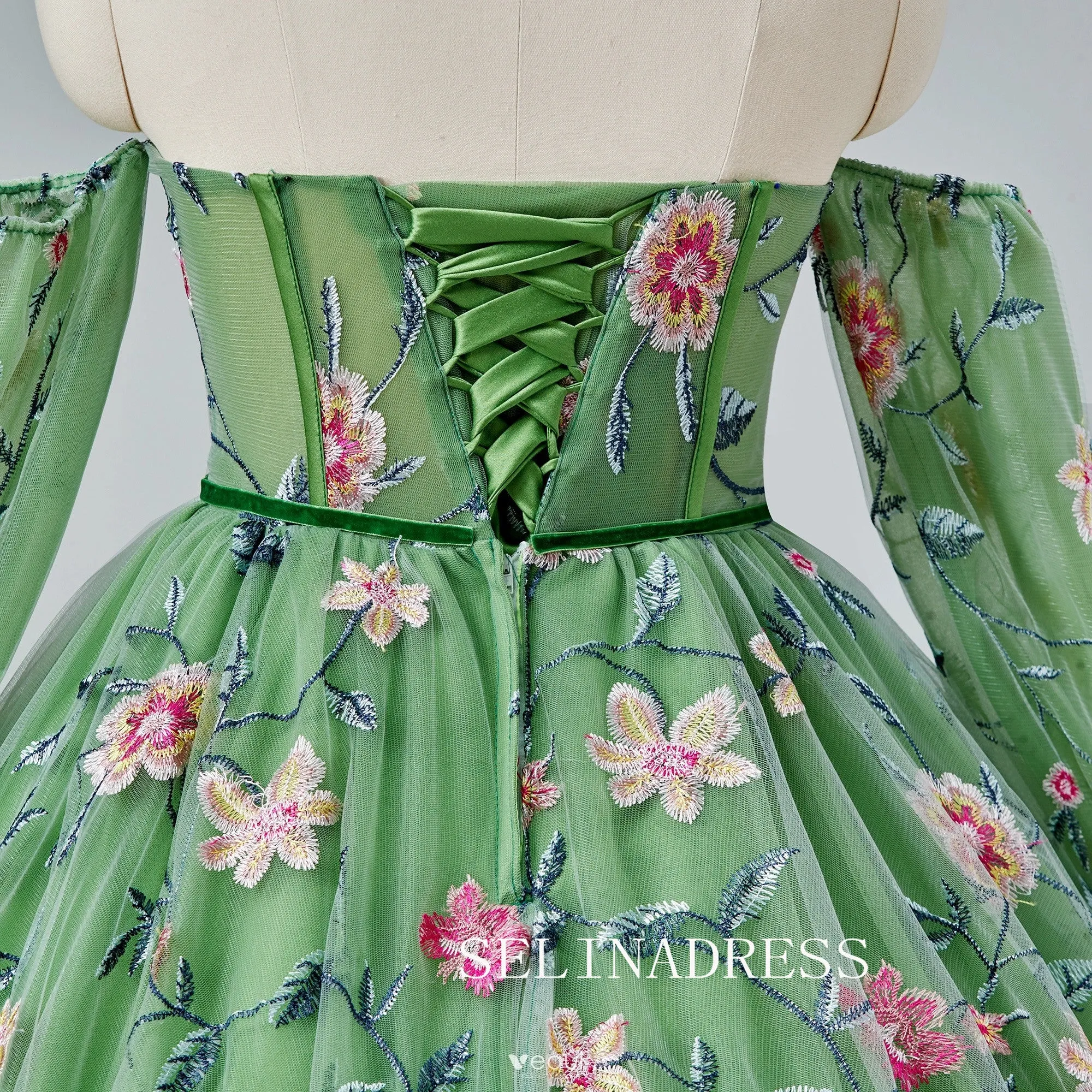 Green Sweetheart  Floral Prom Dresses Princess Ball Gown Formal Dresses TKL2101