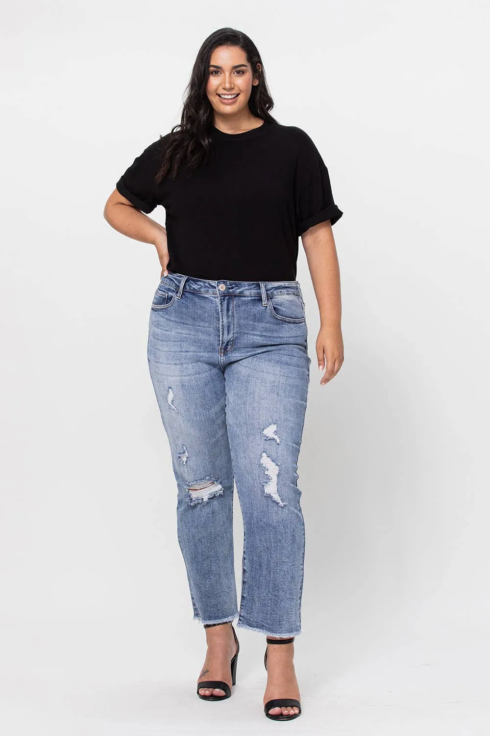 High Rise Distressed Jean - VOLUME