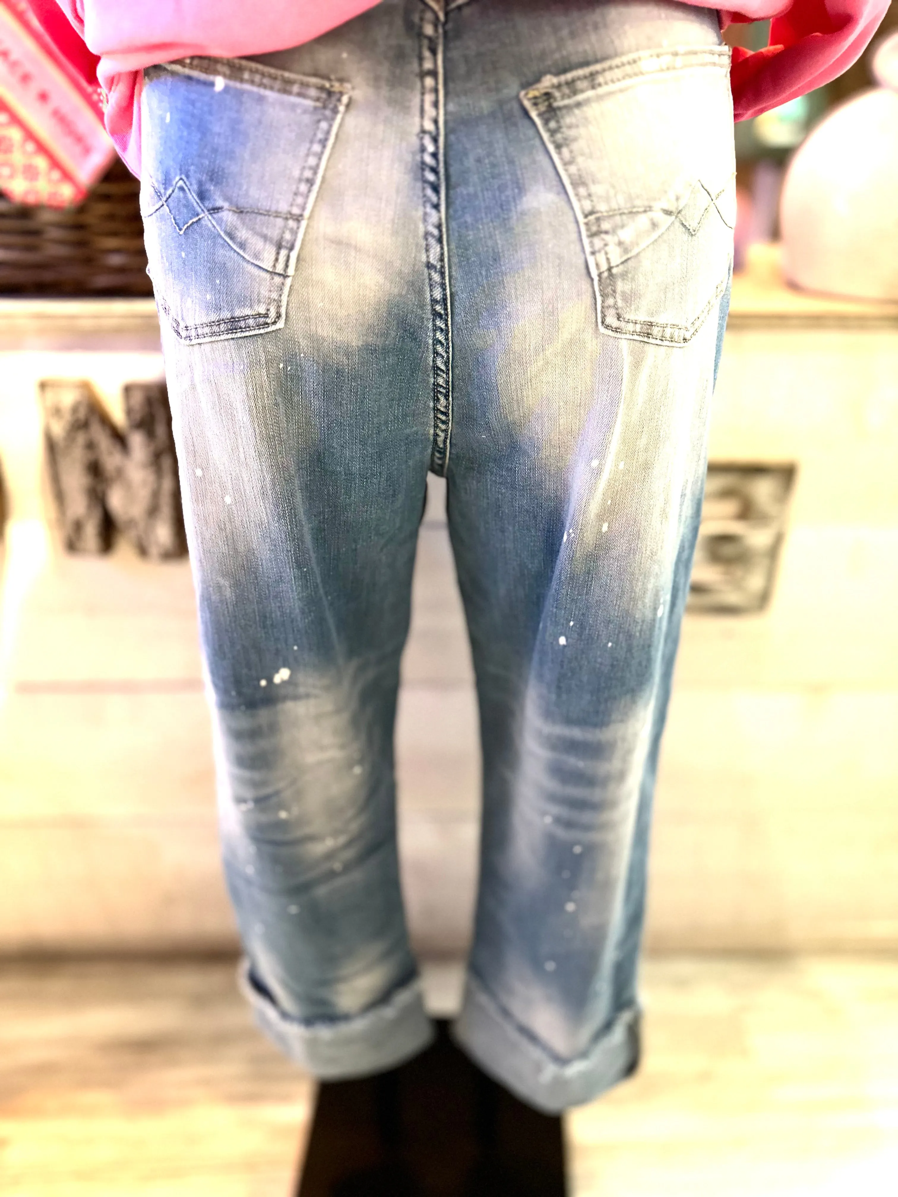 High Waste destroyed Jeans  mit Umschlag