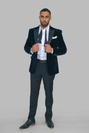 House of Cavani Rosa Mens Velvet Blazer fashion Statement Brand New in NAVY