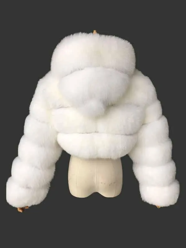 Luxury Faux Fur Coat Winter Warm Fuzzy Jacket With Hood
