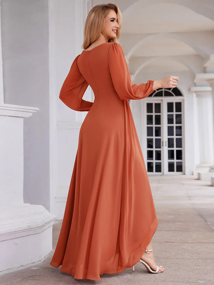 Maxi Long Chiffon Wholesale Evening Dresses With Long Sleeves