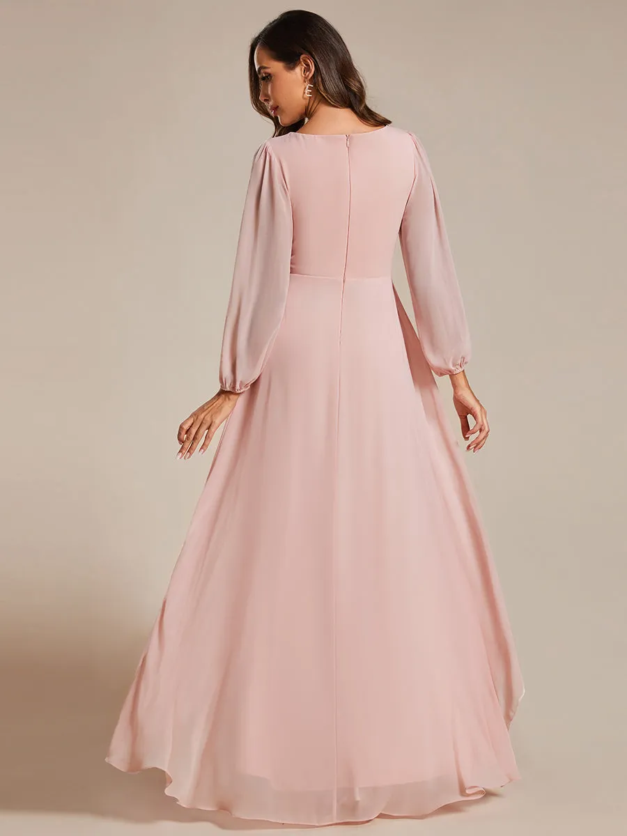 Maxi Long Chiffon Wholesale Evening Dresses With Long Sleeves