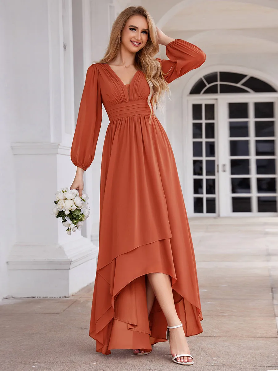 Maxi Long Chiffon Wholesale Evening Dresses With Long Sleeves