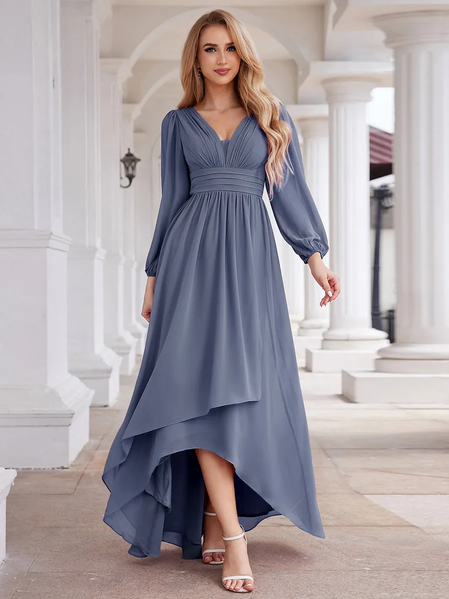 Maxi Long Chiffon Wholesale Evening Dresses With Long Sleeves