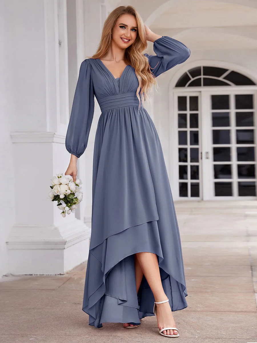 Maxi Long Chiffon Wholesale Evening Dresses With Long Sleeves