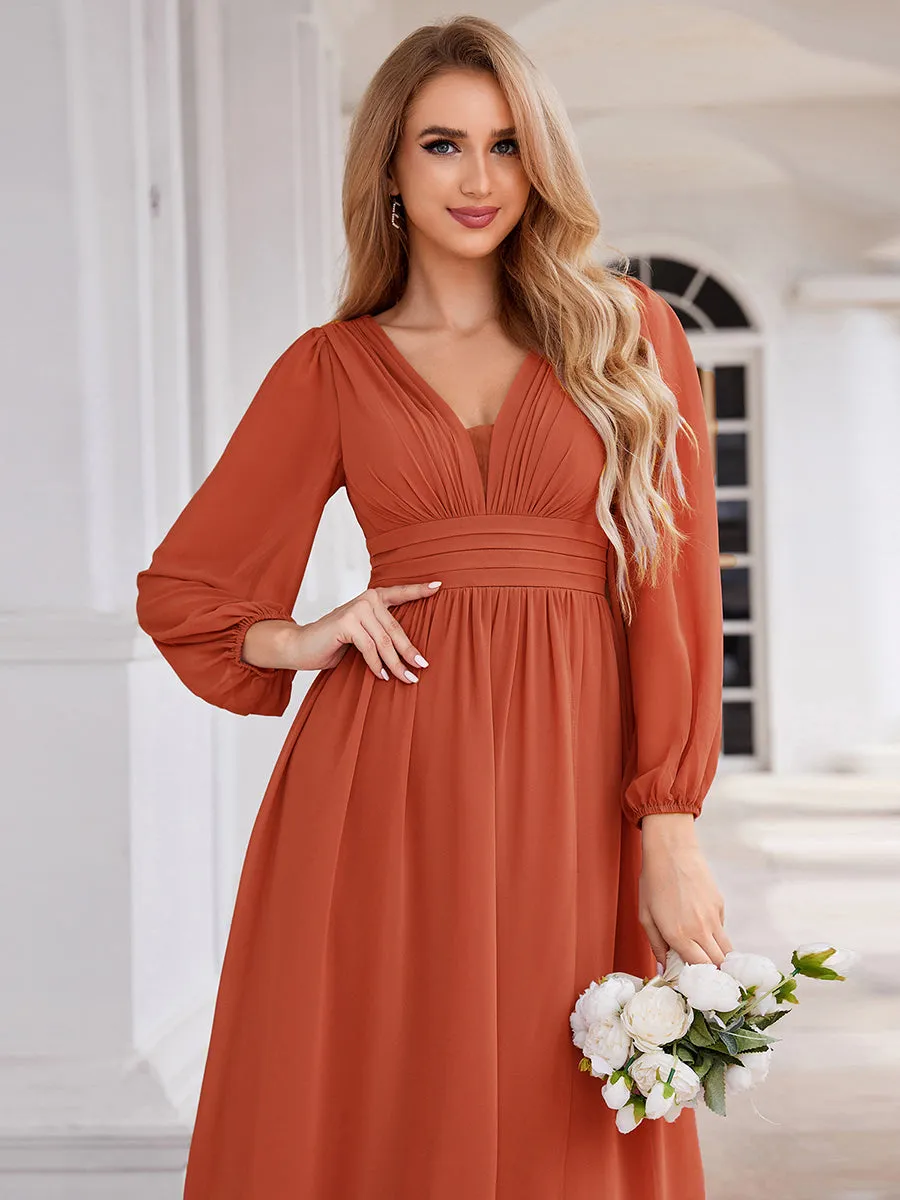 Maxi Long Chiffon Wholesale Evening Dresses With Long Sleeves