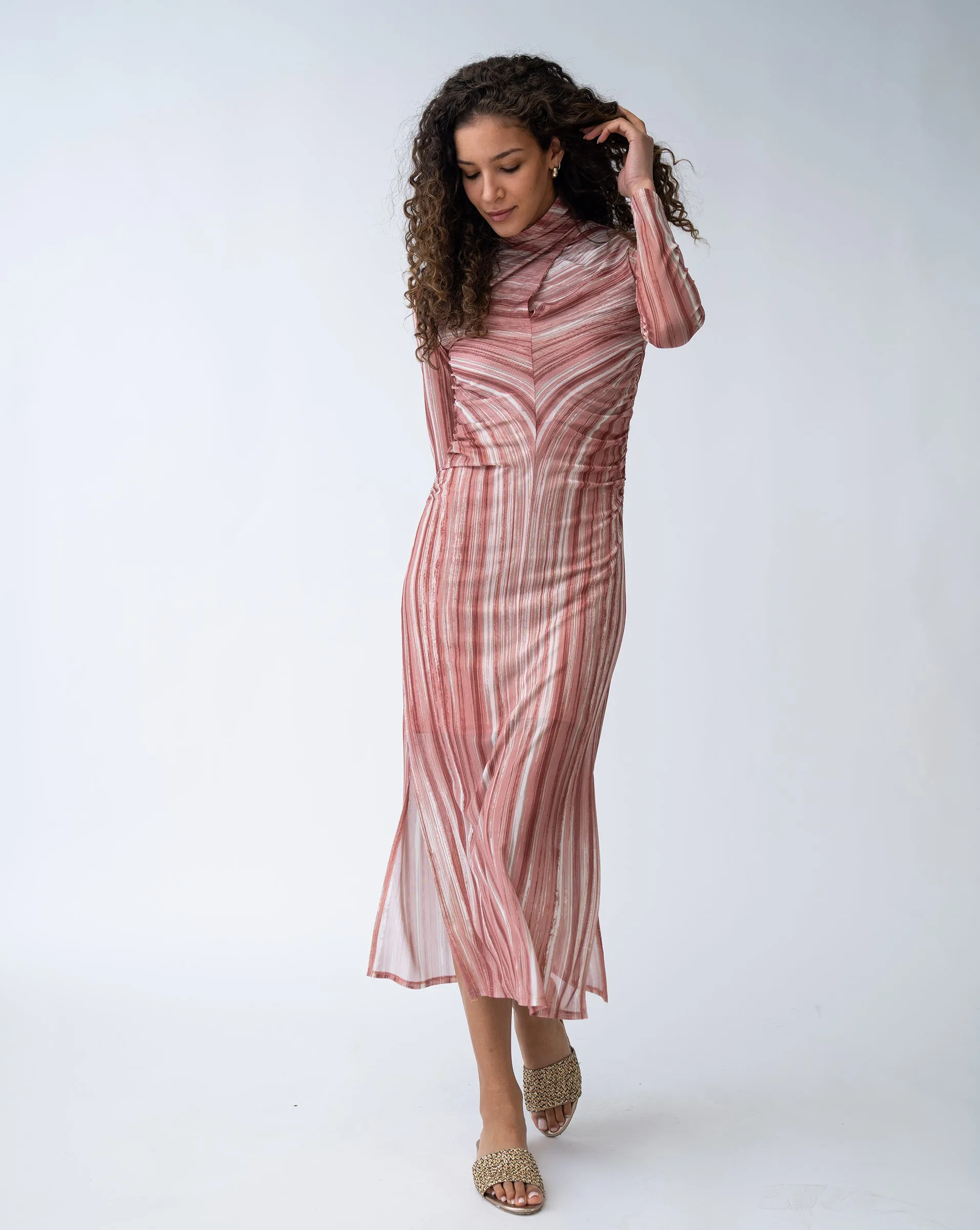 Mock Neck Midi Dress