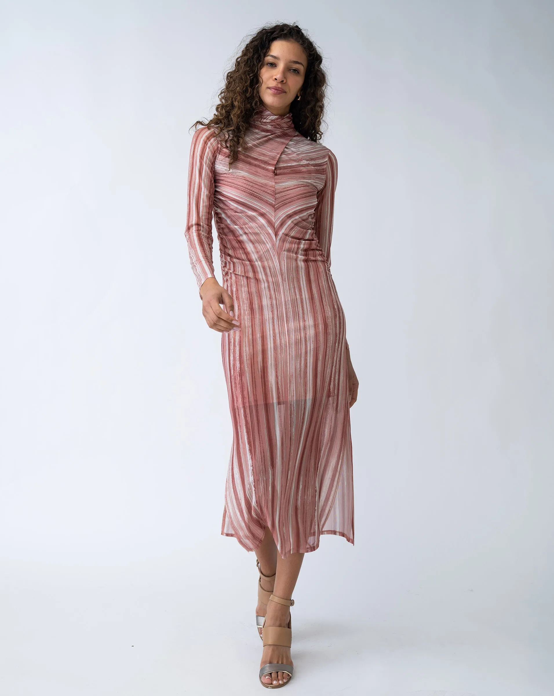 Mock Neck Midi Dress