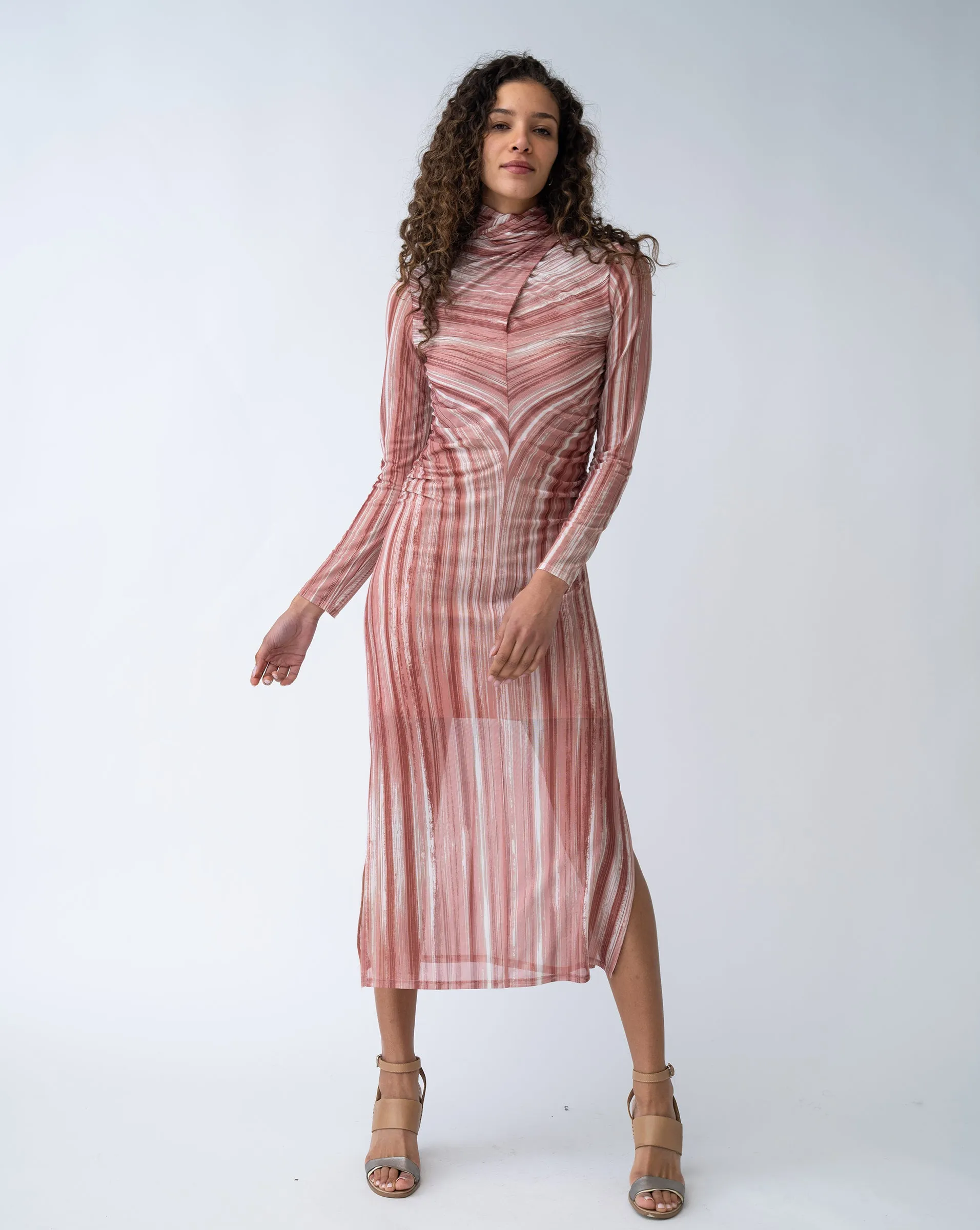 Mock Neck Midi Dress