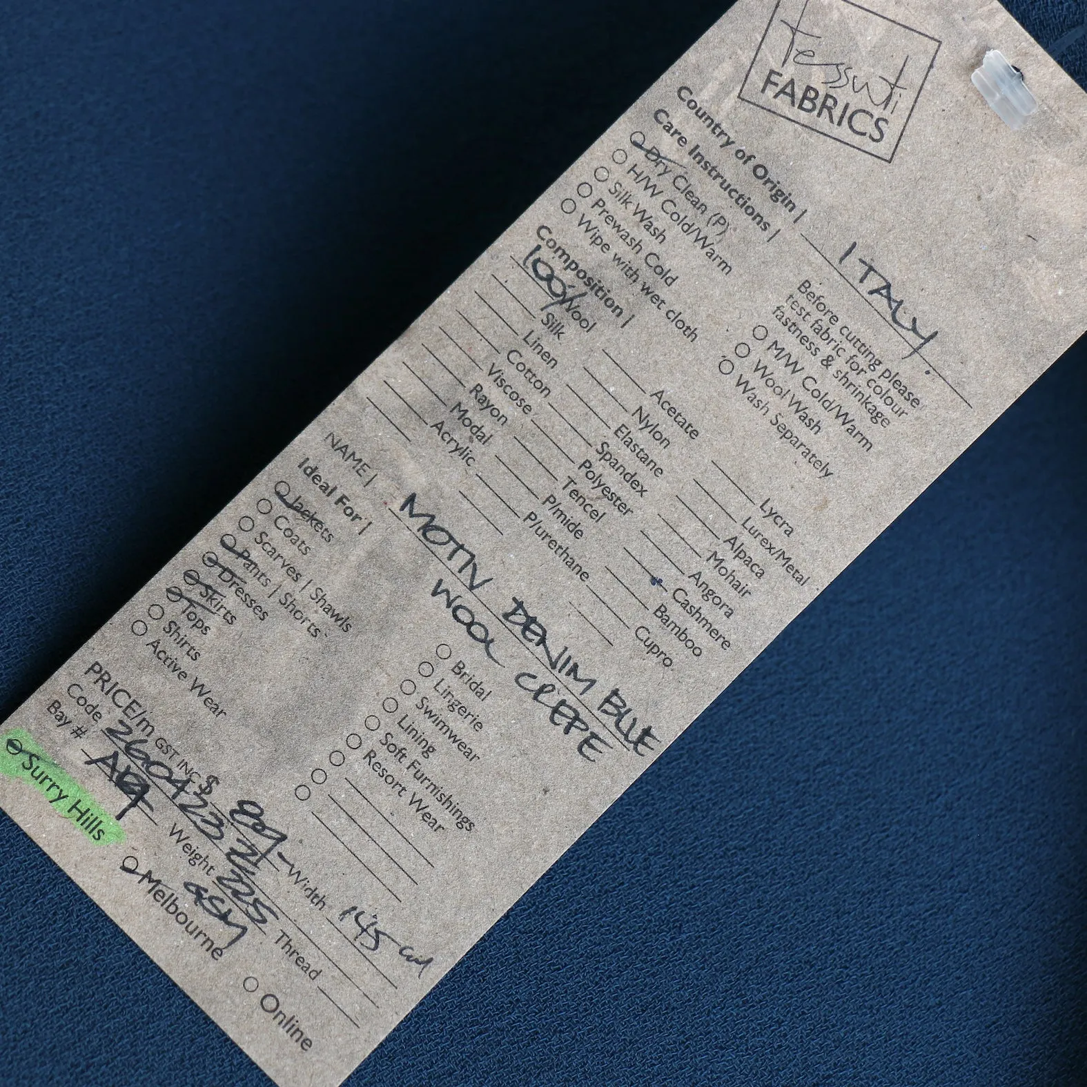 Motiv Denim Blue Wool Crepe